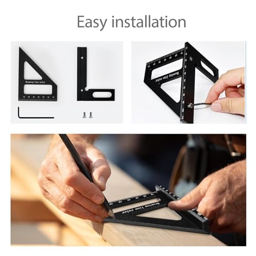 3D Multi Angle Measuring Ruler, 45/90 Degree Aluminum Alloy Miter Triangle Ruler High Precision Layout Measuring Tool,Woodworking Square Protractor,Square Protractor with Angle Position Pin - Image 4