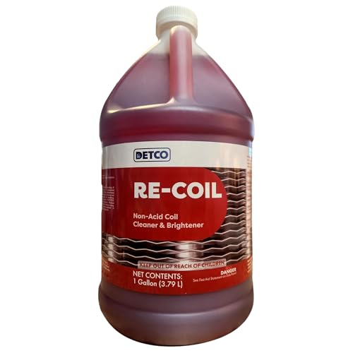 Detco RE-COIL Non-Acid AC Coil Cleaner & Brightener - Concentrated HVAC Air Conditioner Cleaning Spray, Heavy Duty Foaming Formula for Condenser, Evaporator & Aluminum, 1 Gallon