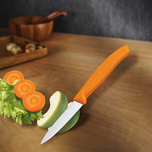 Image of Victorinox Swiss Made Stainless Steel Swiss Classic Paring Knife, Kitchen Tools, Kitchen Items, 8 cm Straight Edge, Orange, 6.7606.L119