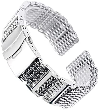 Correas de reloj 20/22/24mm malla plata acero inoxidable correa de reloj pulsera de repuesto hombres cierre plegable con correa de reloj de seguridad