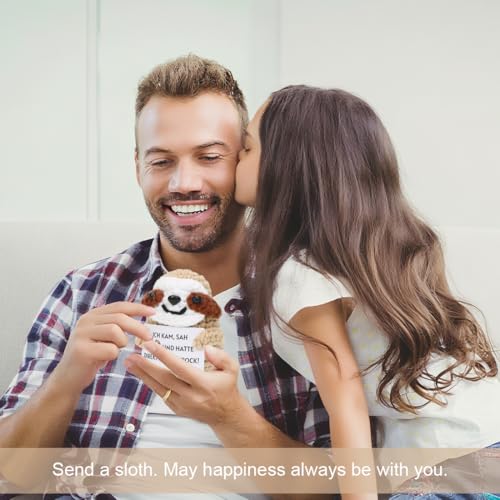 HUKUMA Positive Geschenke Faultier Kuscheltier,Gehäkeltes Emotional Support Geschenk,Inspirational Gifts,Stress Relief Gifts,Positive Crochet Animals,Pocket Hug Faultier Support Mental Health