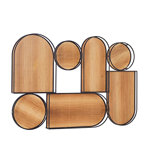 Deco 79 The Novogratz Bamboo Geometric Shapes Wall Decor with Slatted Wood Design, 39