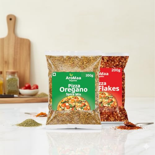 Image of Aromaa Organics Refill Pack Pizza Oregano Seasoning and Chilli Flakes Combo Pack, 200g Each