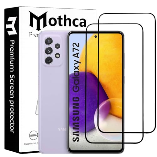 Image of Mothca Military-Grade Tempered Glass Screen Protector Compatible for Samsung Galaxy A72 with Edge to Edge Coverage - Case Friendly, Anti-Scratch & Bubble-Free Installation Kit (Pack of 2)