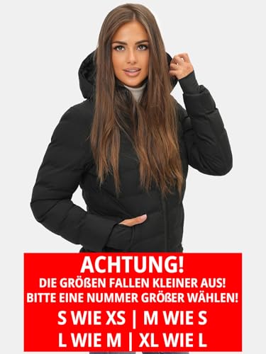 OZONEE Damen Winterjacke Jacke Winter Farbvarianten Warm Bomberjacke Steppjacke Wintermantel Kunstfell Daunenjacke Leichte Outdoor Puffer Jacket Gepolstert JS/M769/392 SCHWARZ L