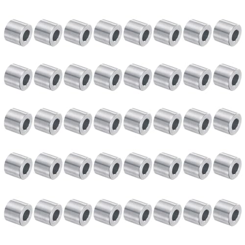 QUARKZMAN 40 Stück Aluminium-Abstandshalter 5 mm Bohrung x 10 mm x 9 mm Schrauben-Abstandsbuchse mit glatter Oberfläche Runder Metall-Abstandshalter für M5 Schrauben, Bolzen und Stangen