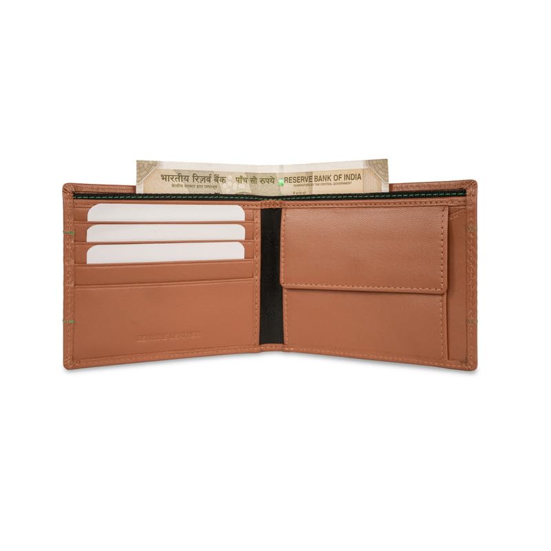Image of UNITED COLORS OF BENETTON Men RFID Protected Locarno Global Coin Wallet - Tan, No. of Card Slot: 4 | Embossed Global Coin Wallet with Side Closure | Leather