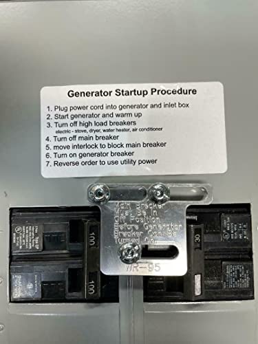 Interruptor de interbloqueo para generador WR-95 compatible con paneles secundarios Siemens, Murray o ITE de 100 amperios miniatura 1
