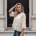 Womens Boho Flowy Lace Shirt Sheer Ruffle Flare Sleeve Casual Loose See Through Cover Up Top Blouse Summer Beachwear (White, M)