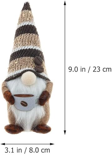 Miniatura 7 de Decoración navideña de gnomos de café para el hogar, 2 gnomos de Navidad para cafetería, figuras coleccionables enanas hechas a mano, muñeca de