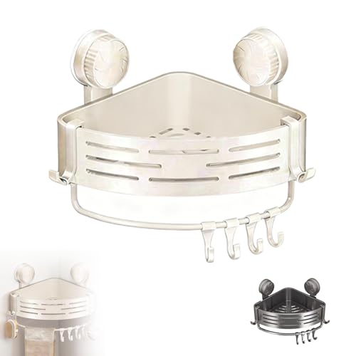 Triangle Suction Cup Shower Caddy, Corner No Drilling Bathroom Shower Organizer, Removable Bathroom Storage Rack, Rustproof Show