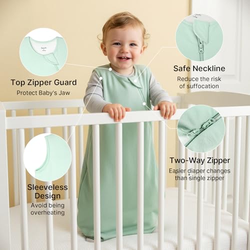 Image of Rayon Made from Bamboo 1.0 TOG Breathable Toddler Sleep Sack 12-18 Months | Baby Wearable Blanket 2-Way Zipper Summer Unisex Sleeping Bag for Babies