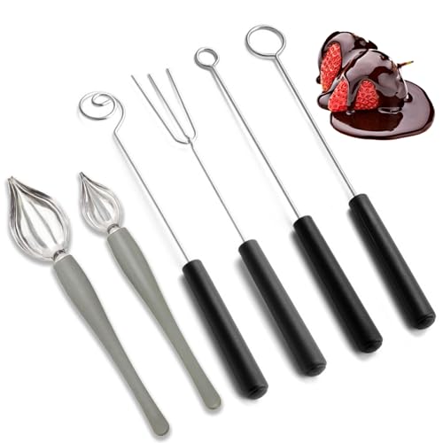 4 Candy Dipping Tools Chocolate Dipping Fork Spoons Set 2 Culinary Drawing Decorating Spoon...