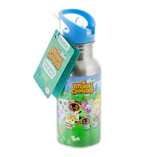 Paladone Animal Crossing Metal Water Bottle with Straw 500 ml