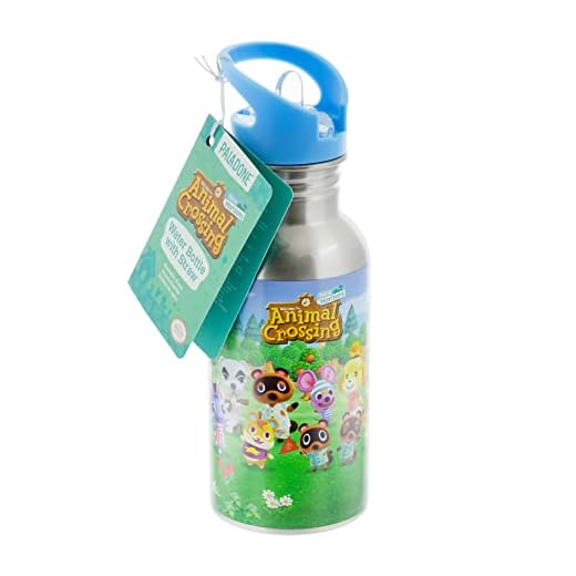 Paladone Animal Crossing Metal Water Bottle with Straw 500 ml
