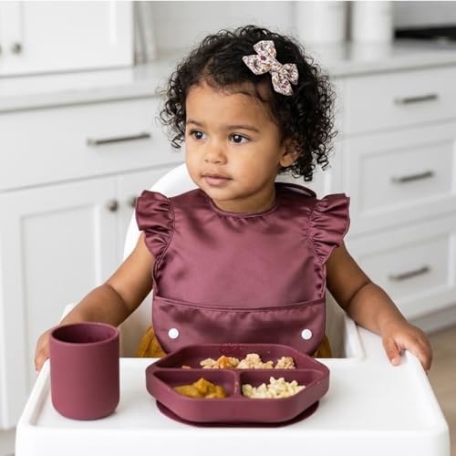 Image of SNOWIE SOFT Sleeved Bib Baby Bib with Pocket, Toddler Bib, Smock, Washable and Lightweight Waterproof Fabric, Fits Bibs for Baby 6 Months+
