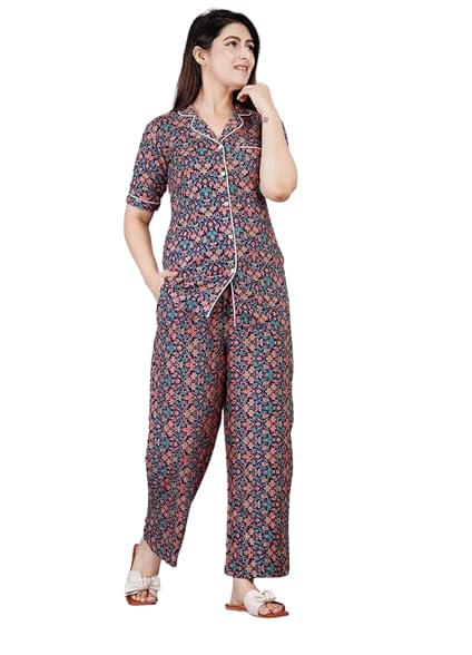 Women's Rayon Floral Printed Shirt and Lower Night Suit Set/Night Dress for Girls Women-picture-42