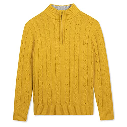 Image of Kid Nation Boys Sweater Cotton Quarter Zip Sweater Kids Cable Knit Pullover | Casual 1 /4 Zip Sweater for Child 3-14 Years (Previously Amazon Essentials)
