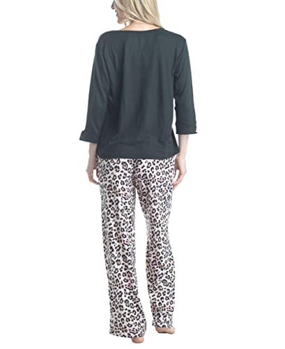 Hanes Women's Butter Knit 3/4 V-Neck Sleep Top And Pajama Pant Lounge & Sleep Set #TOP1
