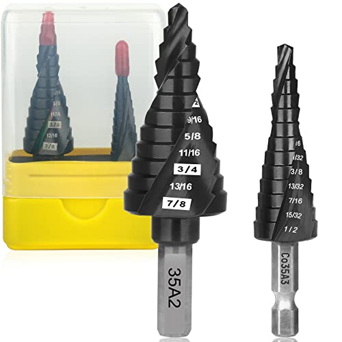 Oxmul CO35A2-35A3 M35 Step Drill Bit Set,1/8 Inch To 7/8 Inch 25-Steps, Cobalt Bits, Heavy Duty For Stainless Steel cover