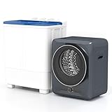 Auertech Portable Washer and Dryer Combo, 20 Lbs Twin Tub Washing Machine, 1.5 Cu.Ft Compact Clothes Dryer, Portable Washing Machine and Dryer Set for Apartment, RV, Dorm, Grey