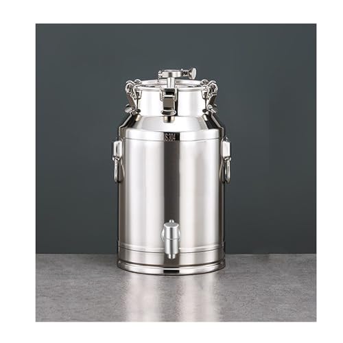 WRJAHCG 25 * 44CM/20L,Acier INOX Seau À Vin Multifonction,Stockage De Nourriture Et Liquide avec Robinet,Bidon De Lait avec Couvercle Scellé