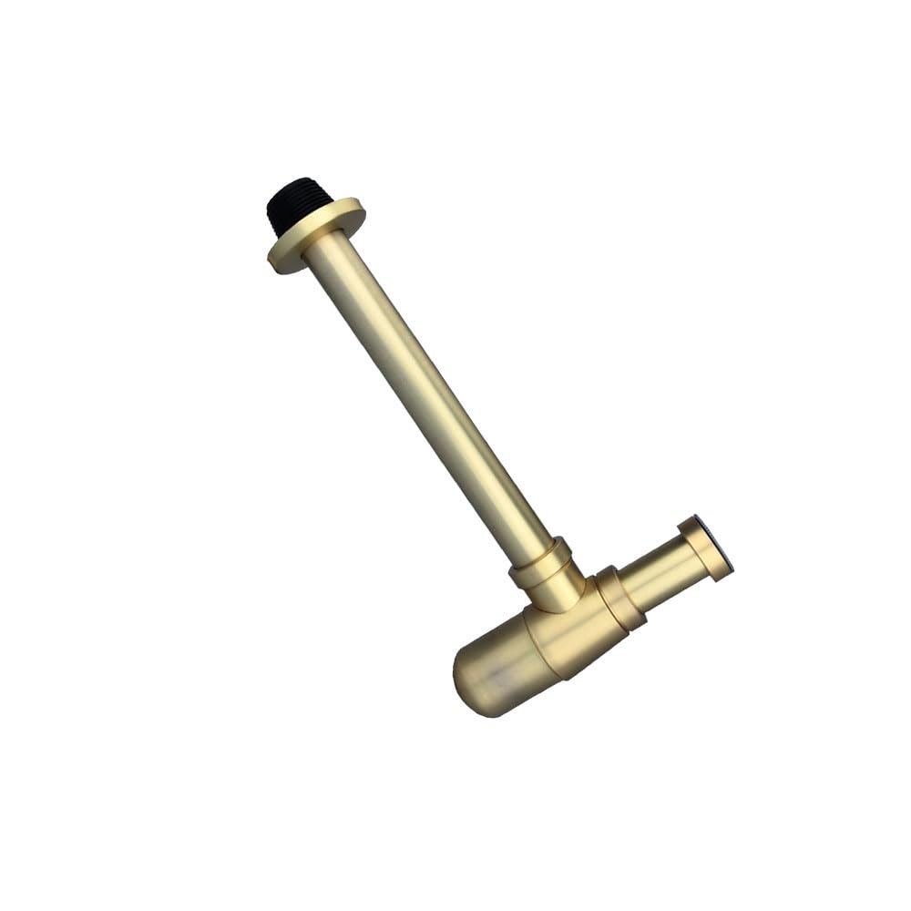Siphon rond en forme de P, en acier inoxydable, pour lavabo de salle de bain, évier, bonde de vidange, kit de siphon P pour évier, or brossé