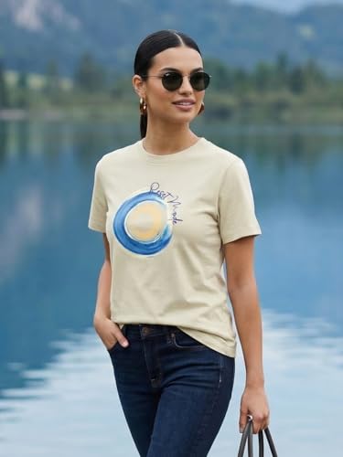 Image of Nobero Women's Graphic Printed T-Shirt | Regular Fit 180 GSM Cotton Tee for Women | Comfortable Round Neck Casual Wear