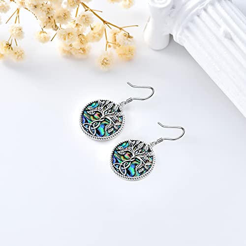 Celtic Tree Of Life Earrings For Women Sterling Silver Irish Leverback Earrings Family Tree Abalone Shell Dangle Drop Earrings For Girls #TOP2