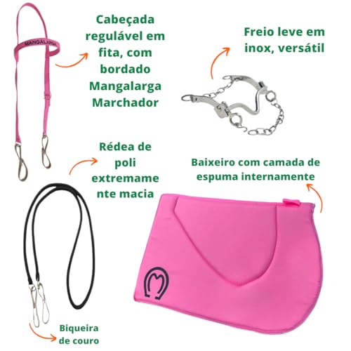 Sela para Cavalo Mangalarga + Kit Completo Pronta para Uso (Rosa)