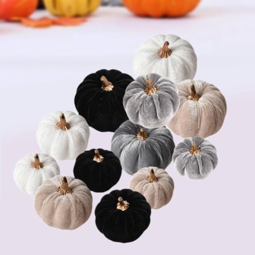 12 calabazas artificiales decorativas de otoño para cocina y banco de jardín 8