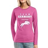 Super schnelle Lieferung Pferde Springreiten Team Germany - Olympia Fanmotiv Frauen Langarm-T-Shirt X-Large Rosa