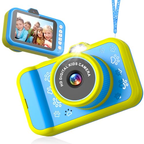 Kids Camera 3.5 inch Big Screen 1080P 48MP Front Selfie Toddler Digital Camera for Kids 10X Zoom in Toy Camera Chritmas Birthday Gift for Kids Age 3-12 (Blue)