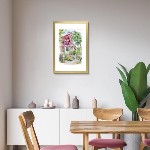 Image of Frametory, 16X24 Picture Frame Display 12X18 with Mat or Without Mat, Horizontal or Vertical Wall Poster Frame with High Definition Glass, Wide Molding, Perfect for Home Decorate (Gold, 6 Pack)