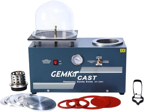 Professional Casting System & Mini Vacuum Investing Casting Machine Kit for Jewelry Making Precious Metal Casting - Compact Foundry Equipment with Crucible Tongs Wax Burnout Oven Accessories HH-CM01