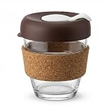 Zimoer 340 ml Taza de Café de Vidrio Templado Reutilizable con Funda de Corcho,...