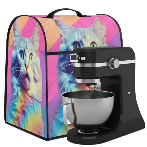 Coffee Maker Cover Cute Cat Colorful Kitchen Appliance Covers Small Appliance Covers Blender Cover Juicer Cover Dust Covers for Kitchen Appliances with Top Handle and Pockets,Washable,B331