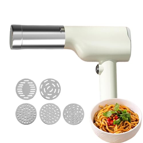 Electric Pasta Maker Handheld, 40W Portable Pasta Machine with 6 Pasta Discs, Automatic Manual Homemade Noodle Maker, for Spaghetti Lasagna Fettuccine