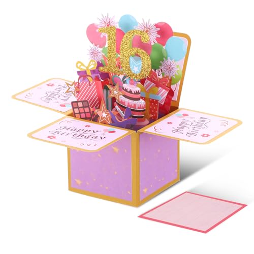 Gjinxi Sweet 16΂̒a|bvAbvJ[hÂ3D|bvAbvnbs[o[Xf[O[eBOJ[hAƃO[eBOtAXC[g16Happy Birth DayJ[h LOi 16΂̏̎q/j̎qNGCeBu{