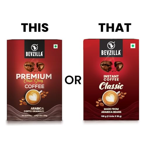 Image of Bevzilla 2X50g Classic Strong Coffee Powder| Ideal for Espresso, Latte & Cappuccino | Perfect for Hot & Cold Coffee