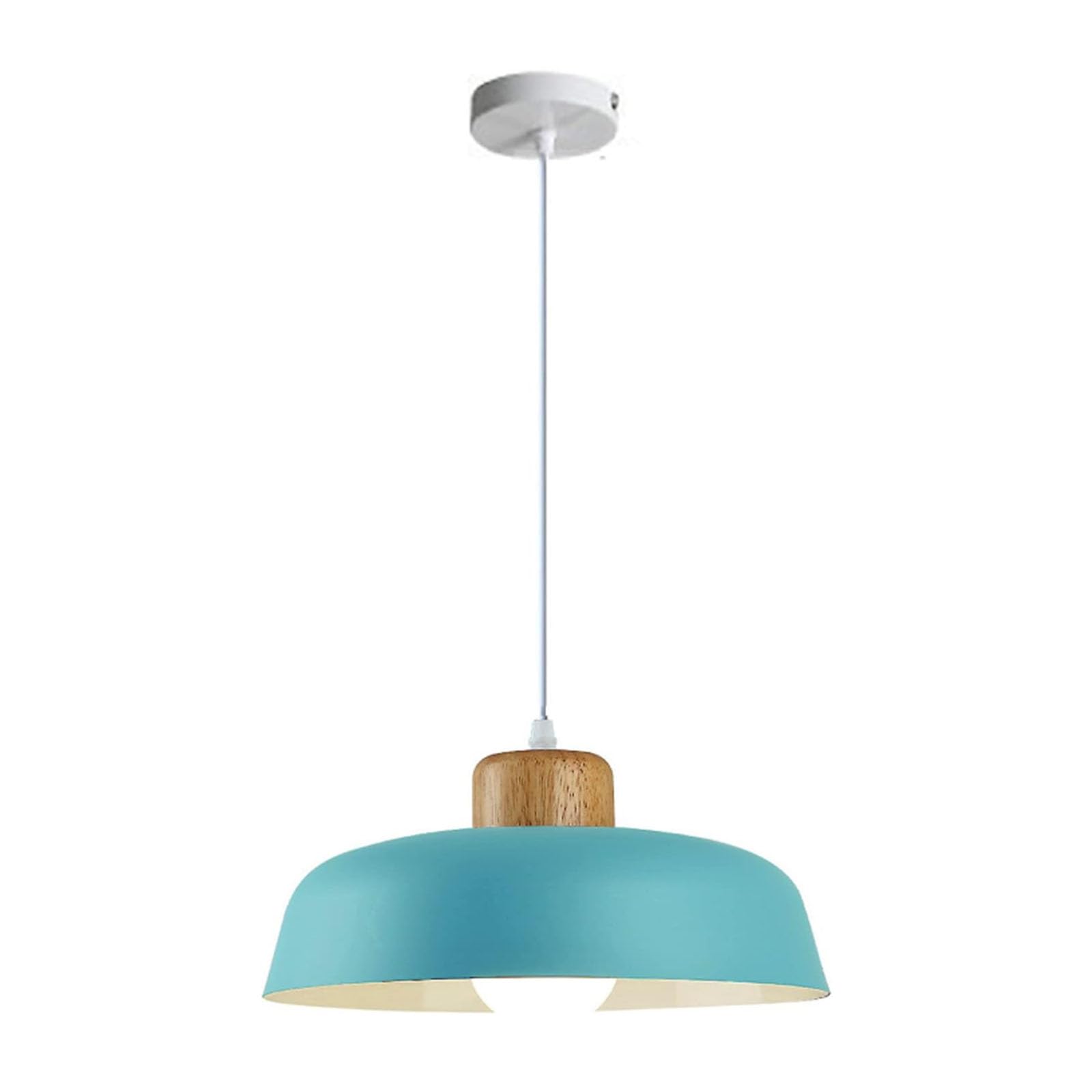 EKSED Lámpara colgante de pantalla de metal redonda de 300 mm en color macaron, lámpara colgante de techo moderna, candelabro de comedor de isla de cocina