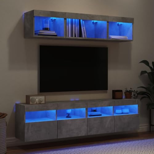 Genérico Muebles TV Pared con 5 pzas Madera ingeniería Gris hormigón,Muebles TV-3216721