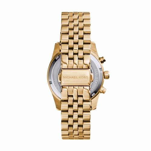 Image of Michael Kors Stainless Steel Lexington Analog Gold Dial Women's Watch