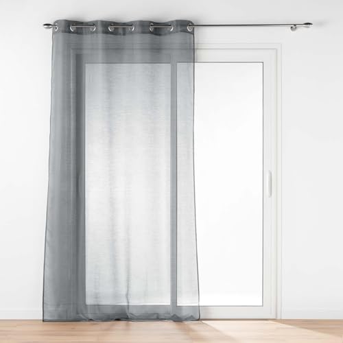Douceur d'Intérieur, Voilage à Oeillets (140 x 240 cm) Lissea Gris, Voile Sablé