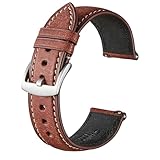 Avohome Cinturino in vera pelle, 21 mm, per orologio da uomo e donna, in pelle bovina satinata, colore: Bordeaux