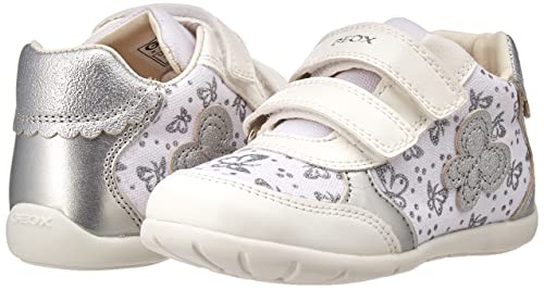 Geox Bébé Fille B Elthan Girl A Premiers Pas, White/Silver, 23 EU