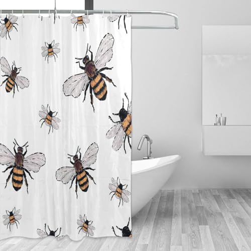 Rideau de douche étanche en polyester durable 183x183 cm motif abeilles - 4