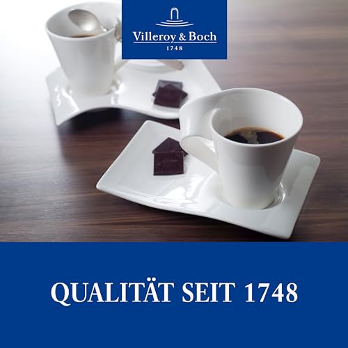Villeroy & Boch - Newwave Caffè Kaffeetassen Set Mit Kaffeelöffel 6 Teilig Für 2 Personen, Spülmaschinenfest, Tassen Set, Kaffeeservice, Kaffee Set, Kaffeebecher Set, Premium Porzellan, Edelstahl