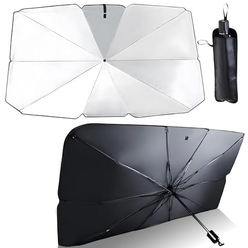 Parasol Coche Delantero Plegable 140 x 79cmParasol Paraguas Coche Plegable Parasol Coche Paraguas Delantero Protección UV, Aislamiento Térmico para la Mayoría de Los Modelos