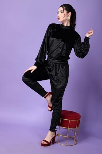 Image of POPWINGS Velvet Co-Ord Set for Women || Shirt and Trouser Co-ord for Girls || Casual Full Sleeves Co-Ords Set for Women Dress